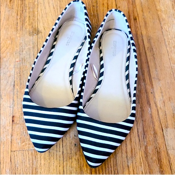 Express Black & White Striped Flats - Picture 3 of 8